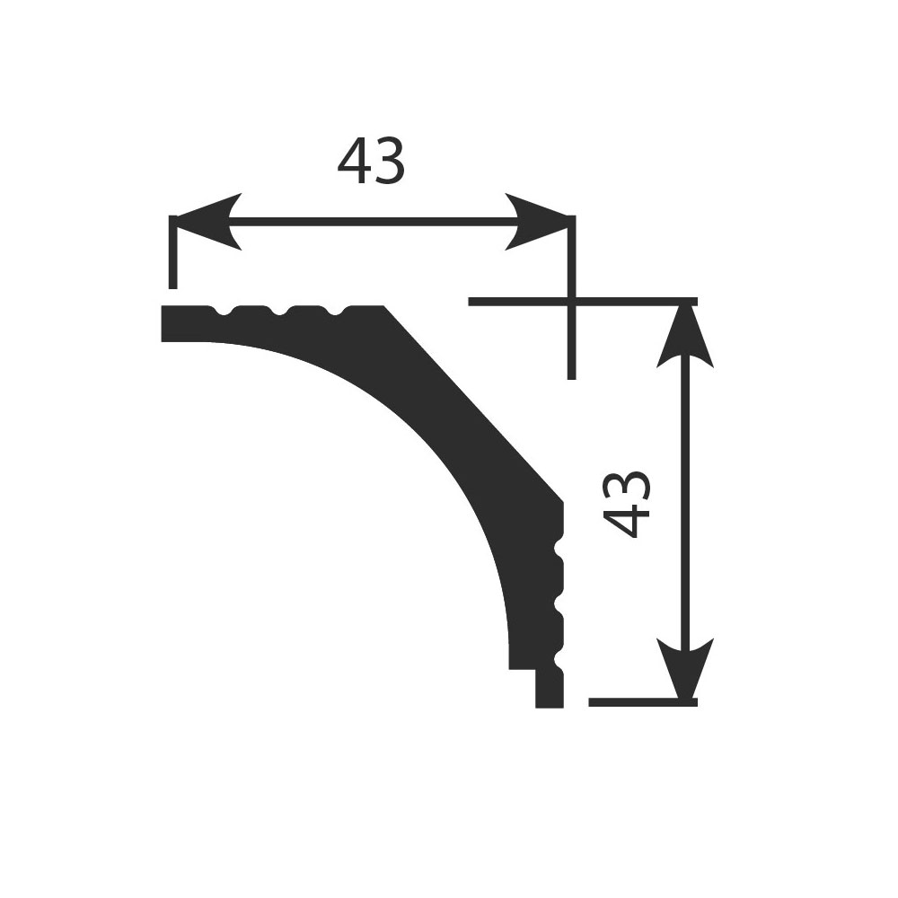 Потолочный плинтус под покраску Cosca Decor KX016 2000×43×43