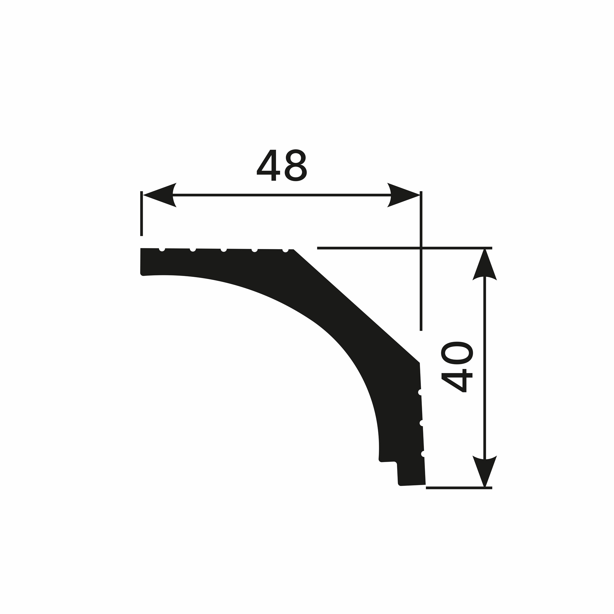 Потолочный плинтус под покраску Cosca Decor KX018 2000×48×40