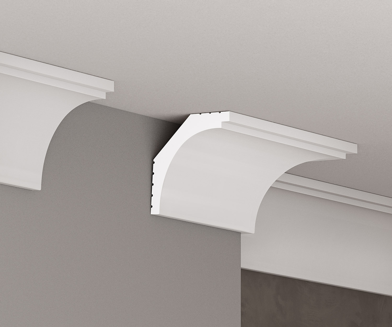 Потолочный плинтус под покраску Cosca Decor KX018 2000×48×40 фото в интерьере