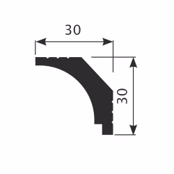 Потолочный плинтус под покраску Cosca Decor KX019 2000×30×30