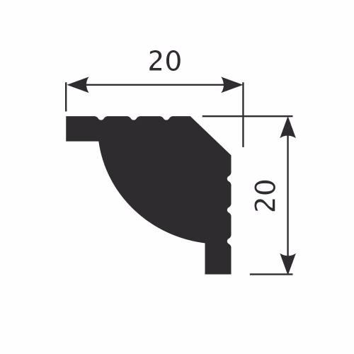 Потолочный плинтус под покраску Cosca Decor KX020 2000×20×20