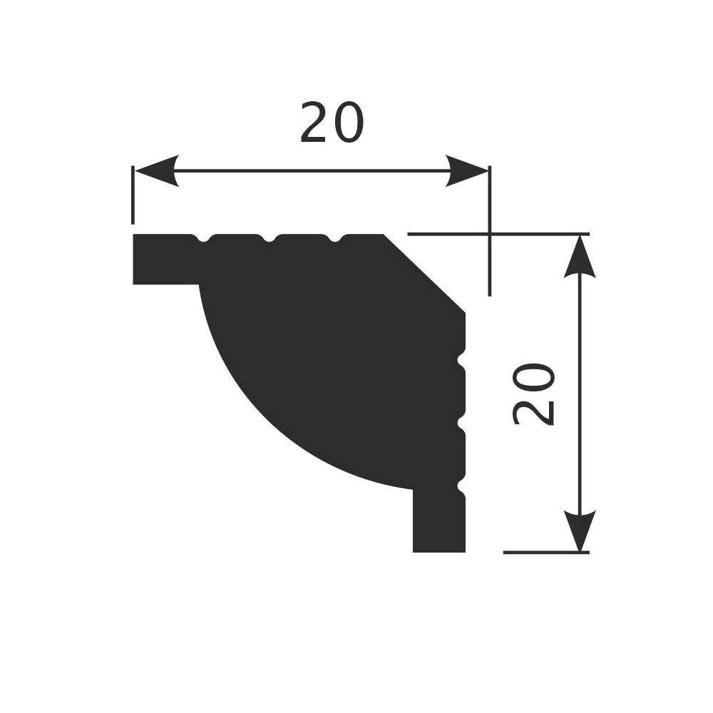 Потолочный плинтус под покраску Cosca Decor KX020 2000×20×20