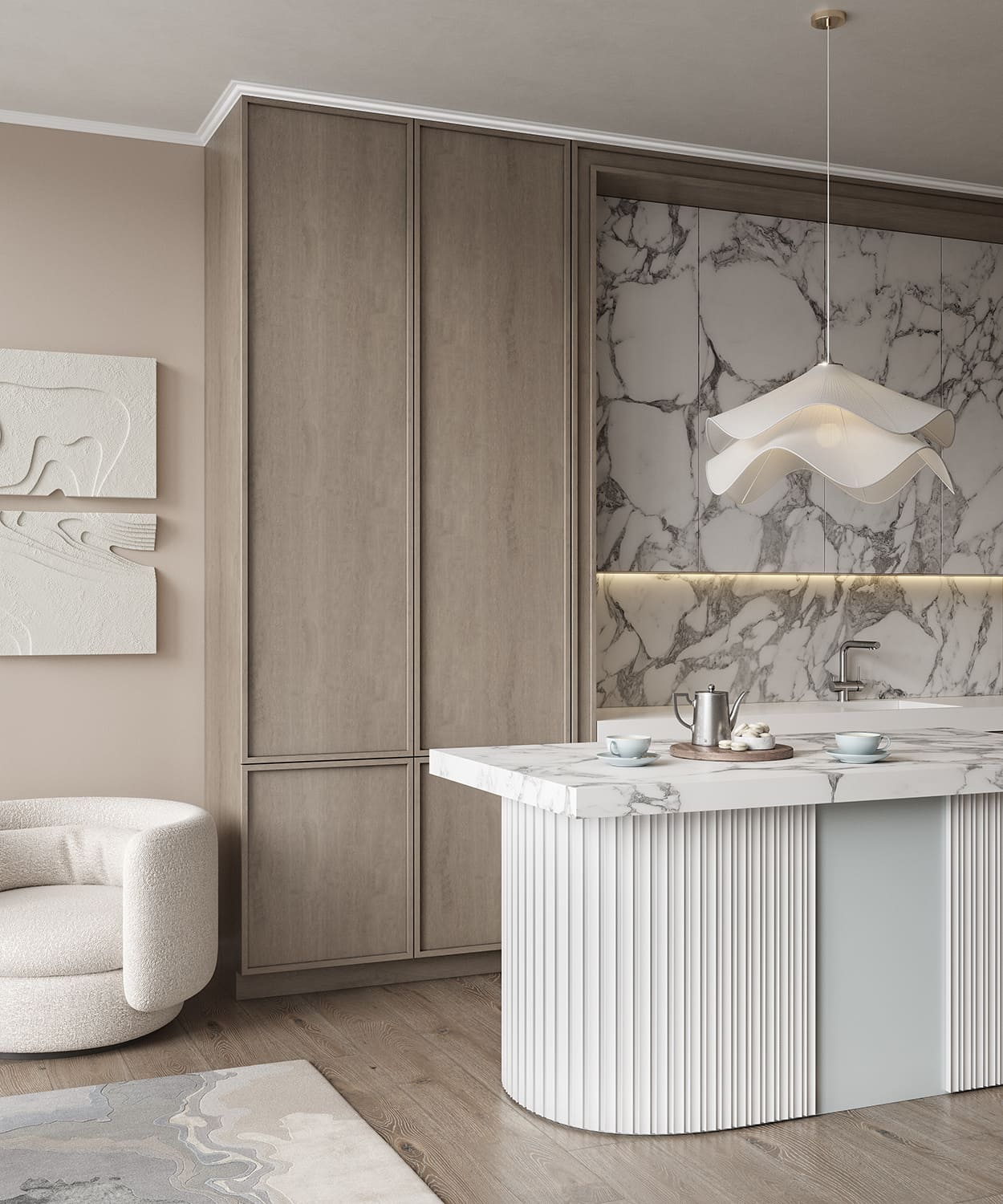 Потолочный плинтус под покраску Cosca Decor KX022 2000×30×45 фото в интерьере