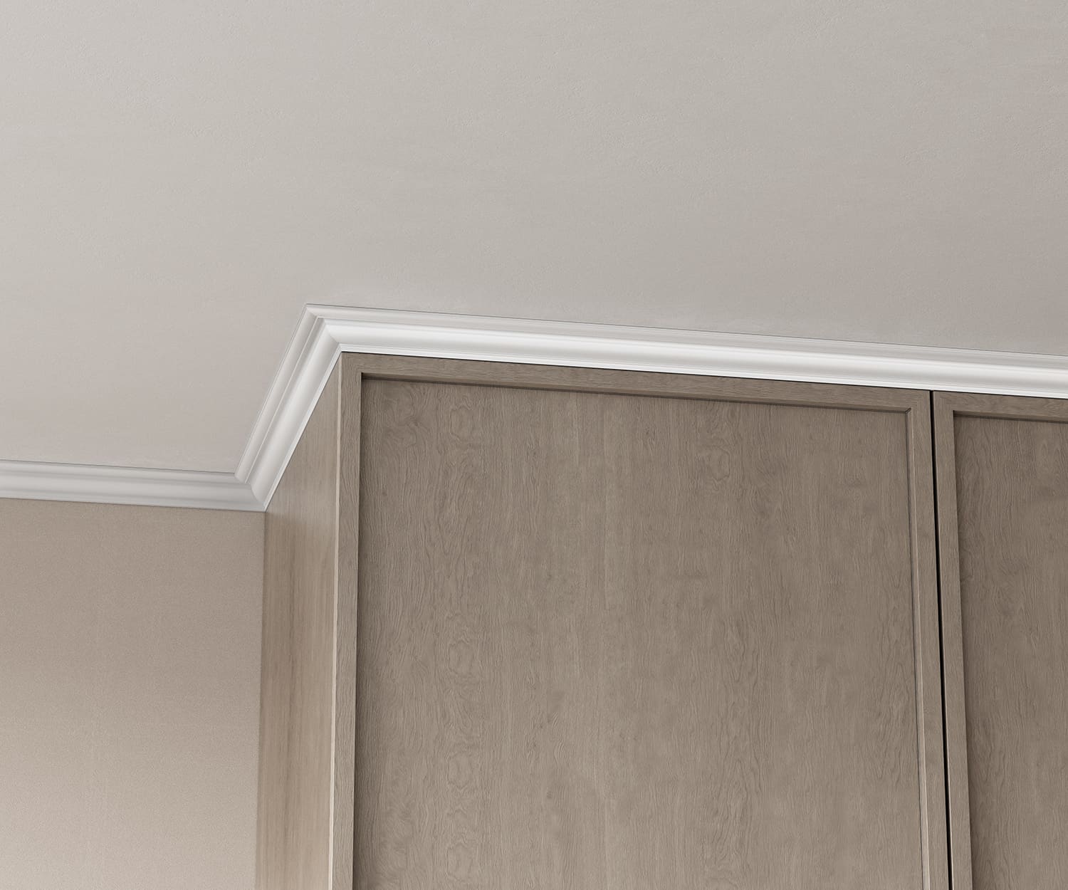 Потолочный плинтус под покраску Cosca Decor KX022 2000×30×45 фото в интерьере