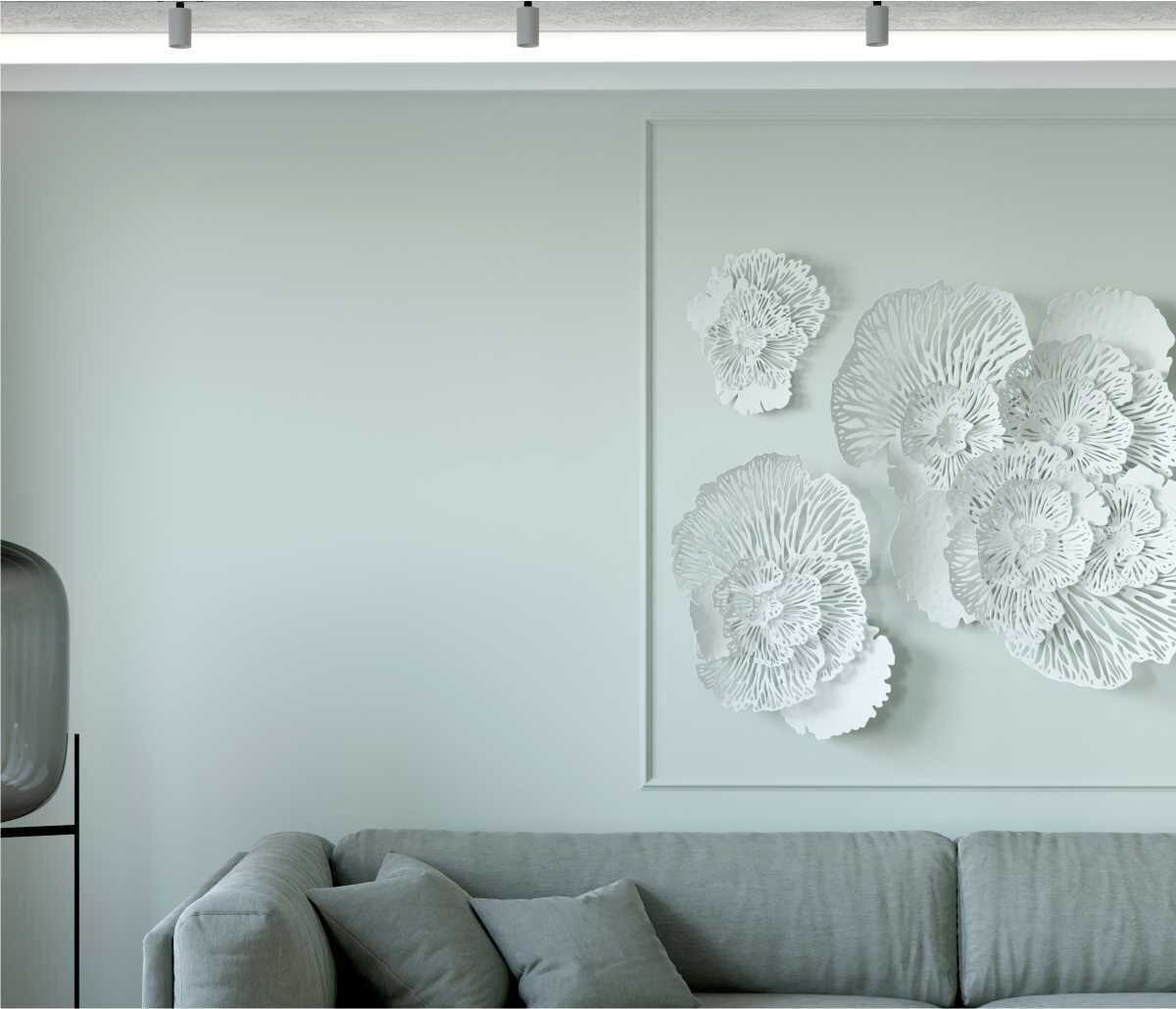 Потолочный плинтус под покраску Cosca Decor KX025 с подсветкой 2000×89×109 фото в интерьере