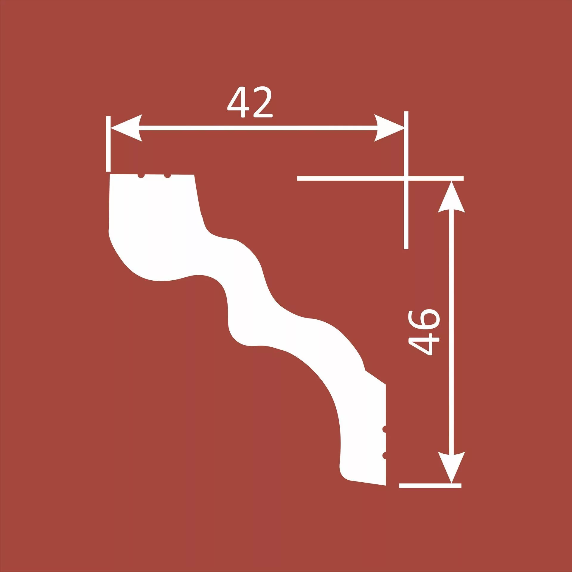 Потолочный плинтус под покраску Cosca Decor KX032 2000×42×46