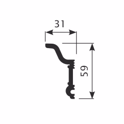 Потолочный плинтус под покраску Cosca Decor KX046 2000×31×59