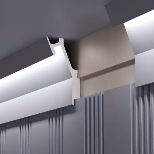 Потолочный плинтус под покраску Cosca Decor KX052 с подсветкой 2000×65×72