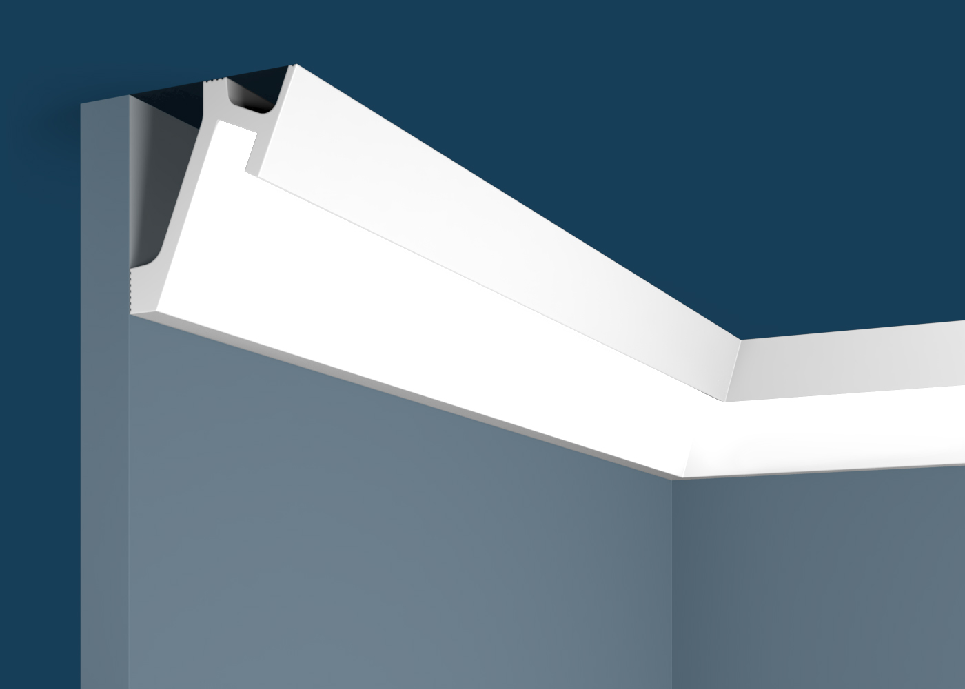 Потолочный плинтус под покраску Cosca Decor KX052 с подсветкой 2000×65×72