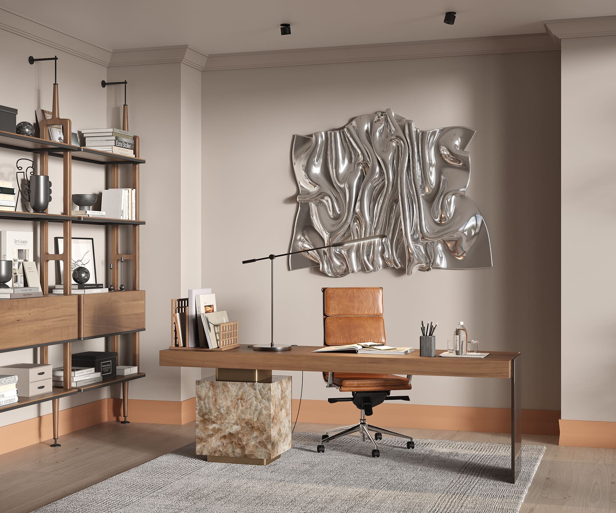 Потолочный плинтус под покраску Cosca Decor KX054 2000×116×113 фото в интерьере