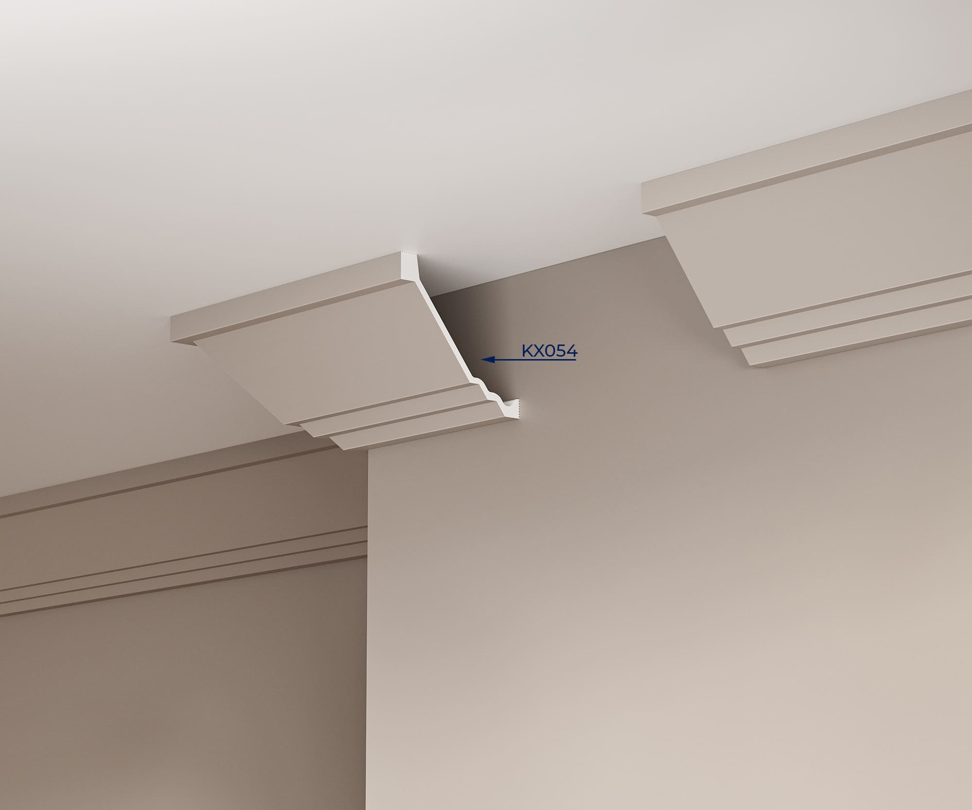 Потолочный плинтус под покраску Cosca Decor KX054 2000×116×113 фото в интерьере