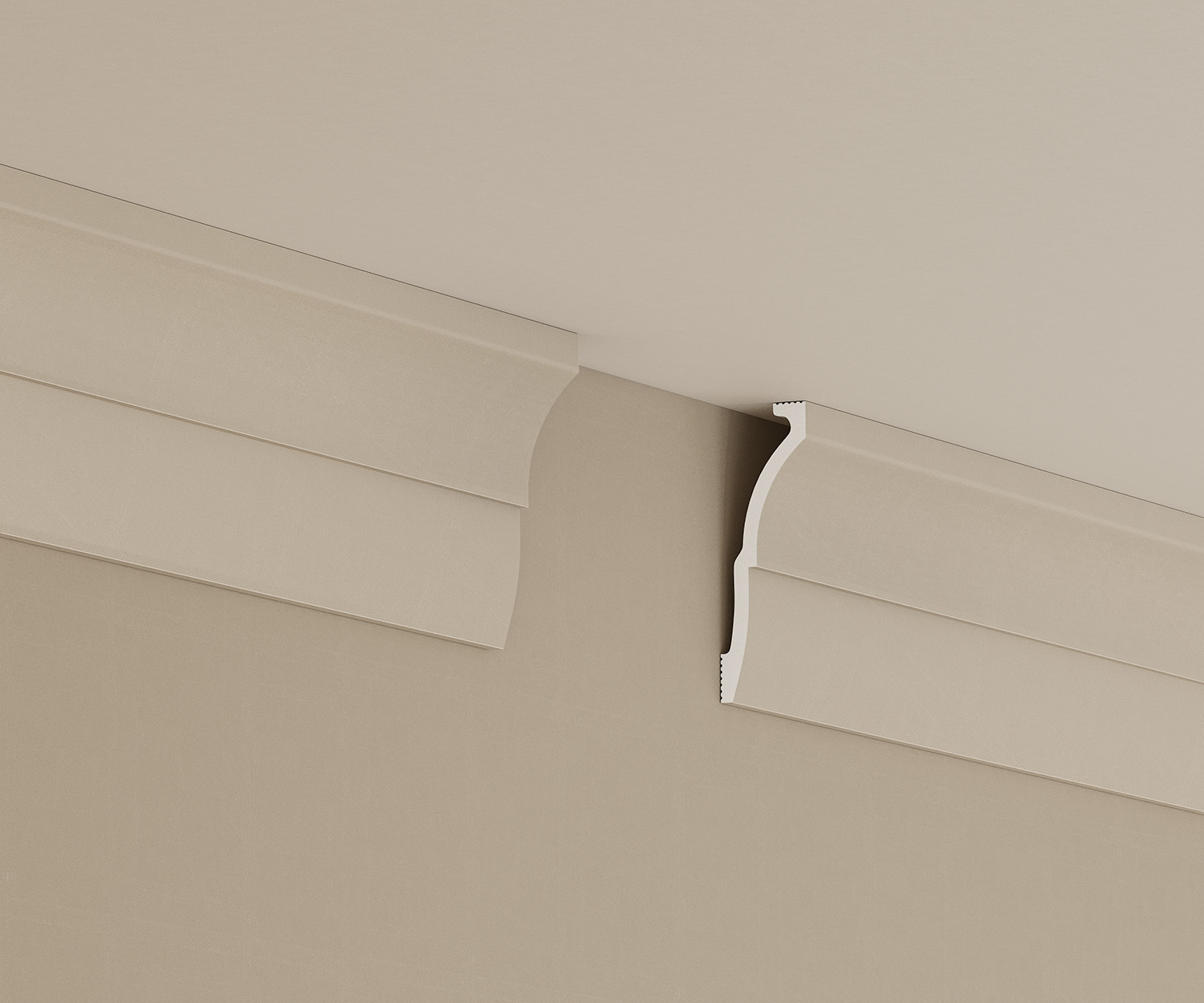 Потолочный плинтус под покраску Cosca Decor KX058 2000×30×91 фото в интерьере