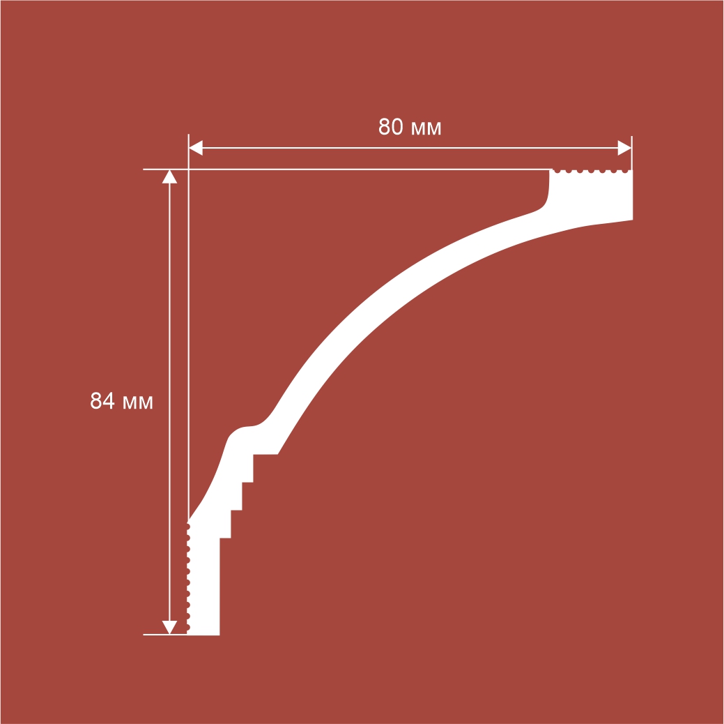 Потолочный плинтус под покраску Cosca Decor KX064 2000×80×84