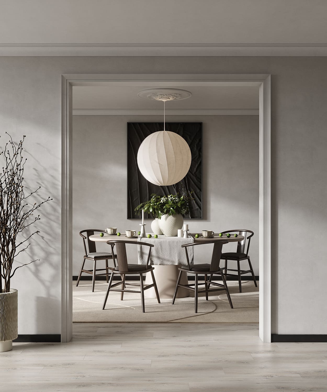 Потолочный плинтус под покраску Cosca Decor KX064 2000×80×84 фото в интерьере