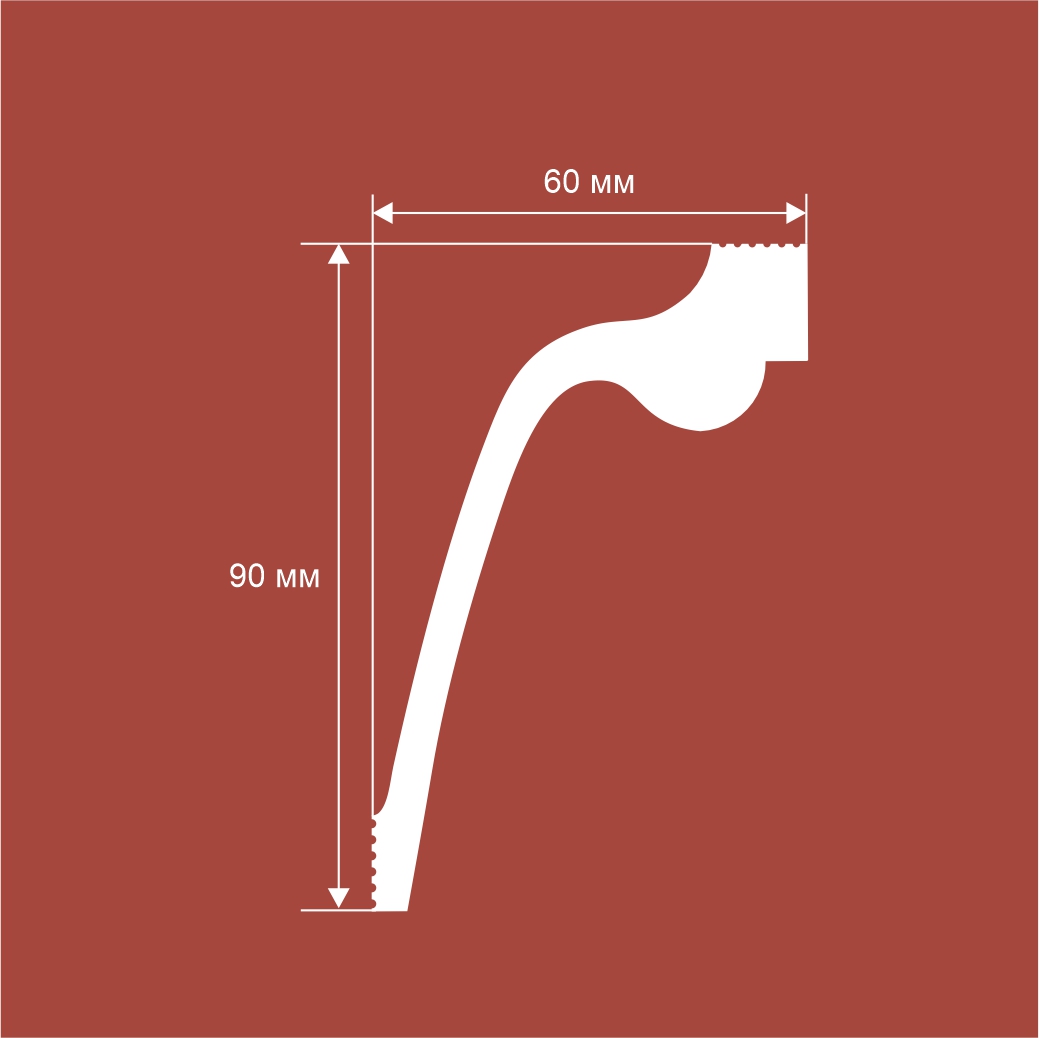 Потолочный плинтус под покраску Cosca Decor KX066 2000×60×90