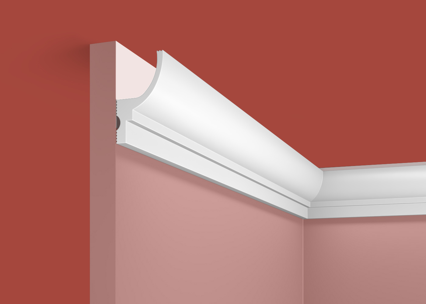 Потолочный плинтус под покраску Cosca Decor KX071 с подсветкой 2000×35×60