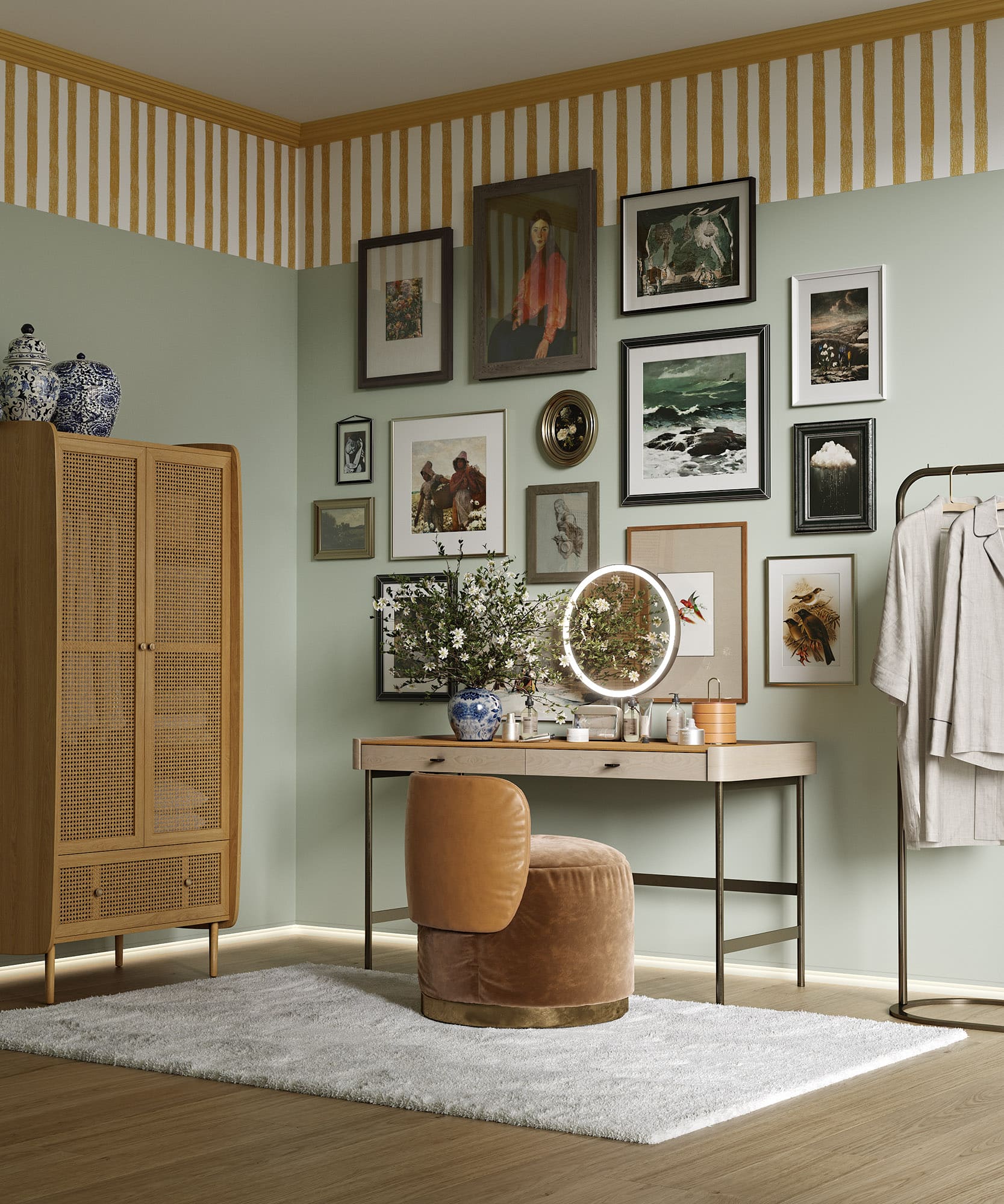 Потолочный плинтус под покраску Cosca Decor KX081 2000×100×60 фото в интерьере