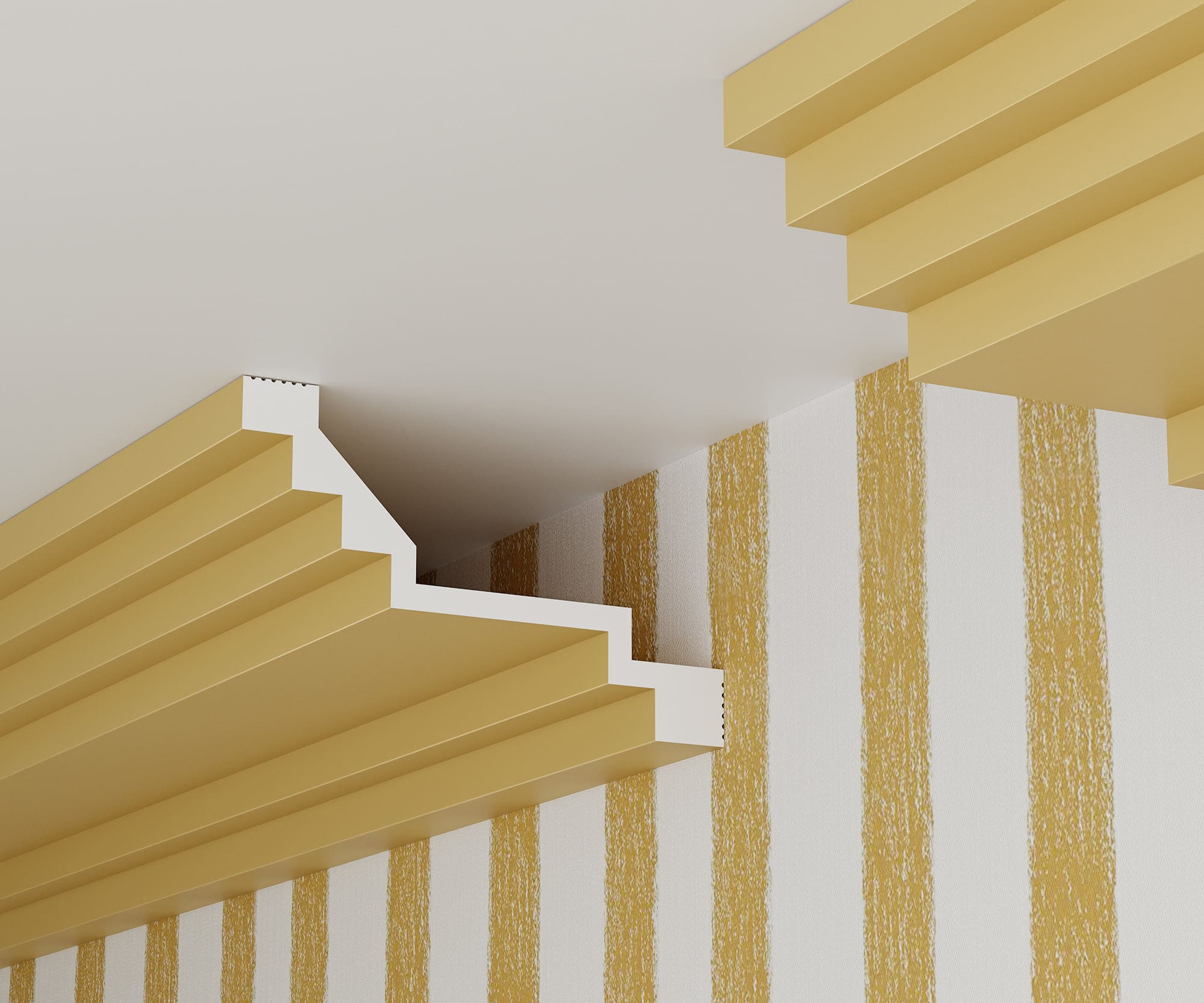 Потолочный плинтус под покраску Cosca Decor KX081 2000×100×60 фото в интерьере