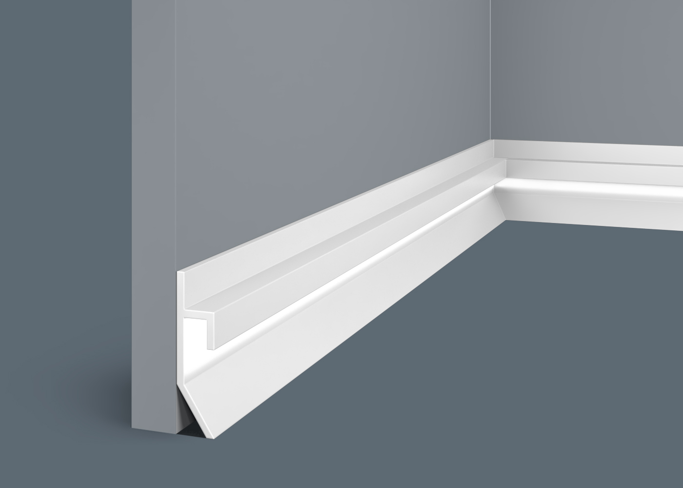 Плинтус под покраску теневой с подсветкой Cosca Decor Экополимер PL004 2000×65×16