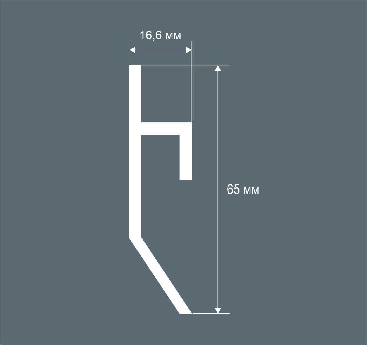 Плинтус под покраску теневой с подсветкой Cosca Decor Экополимер PL004 2000×65×16