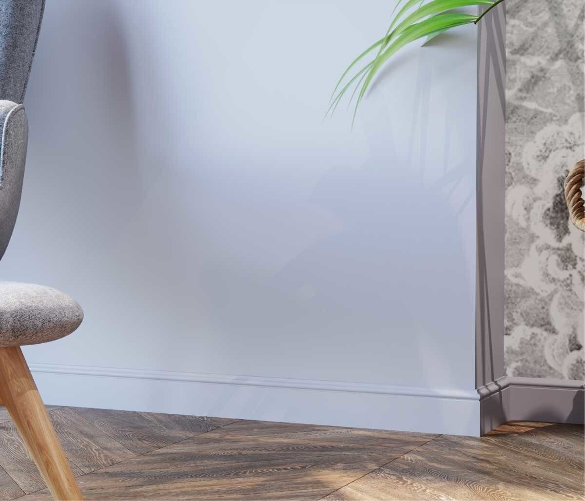 Плинтус под покраску Cosca Decor Экополимер PX002 2000×79×13 фото в интерьере