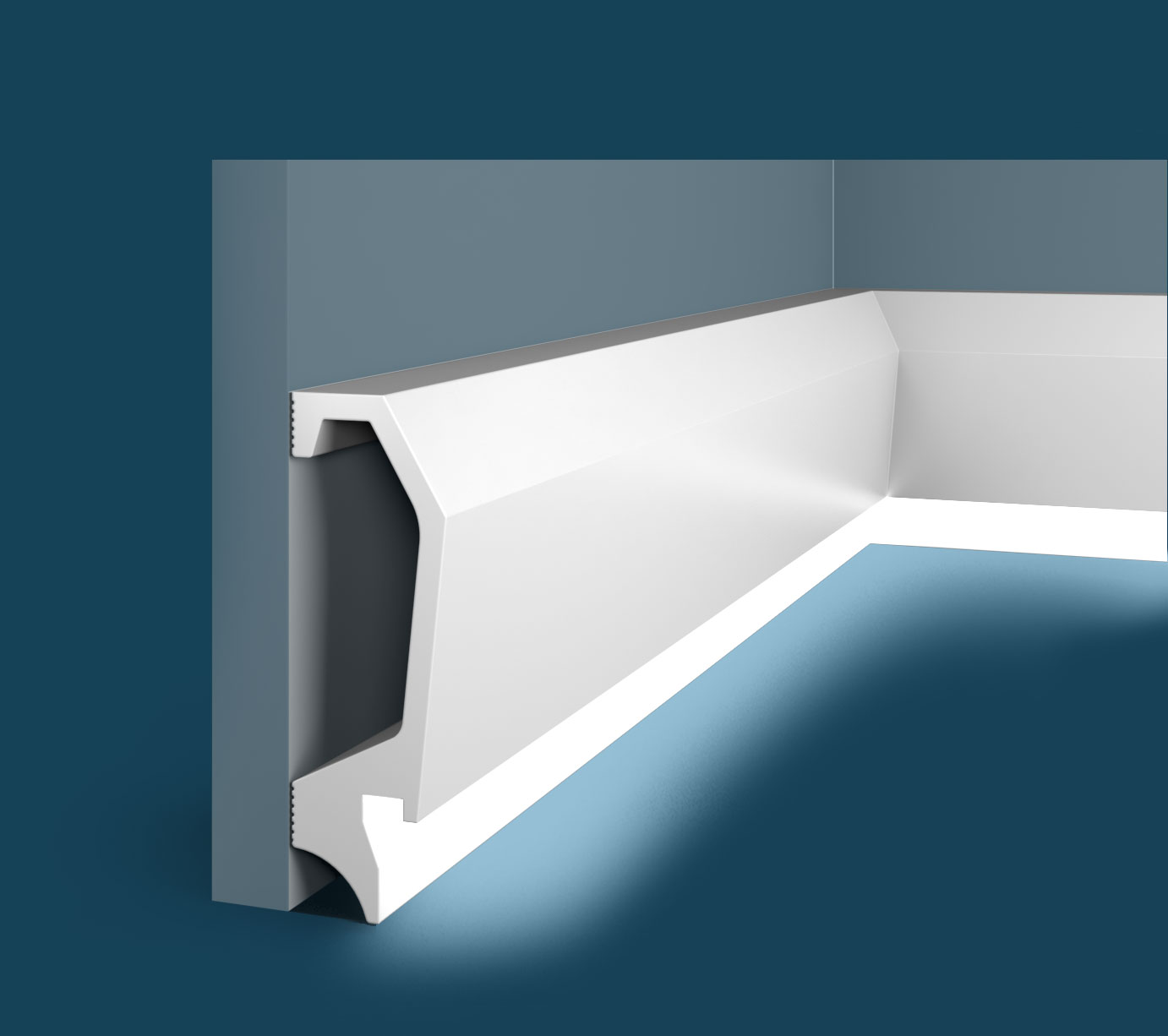 Плинтус под покраску с подсветкой Cosca Decor Экополимер PX034 2000×120×22