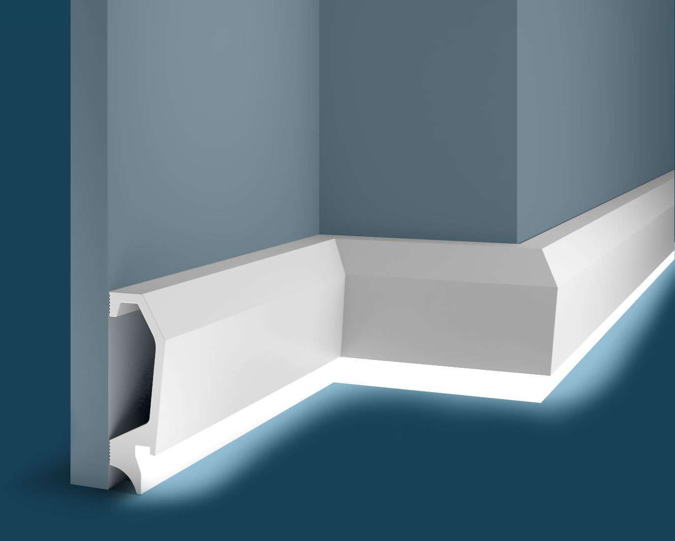 Плинтус под покраску с подсветкой Cosca Decor Экополимер PX034 2000×120×22