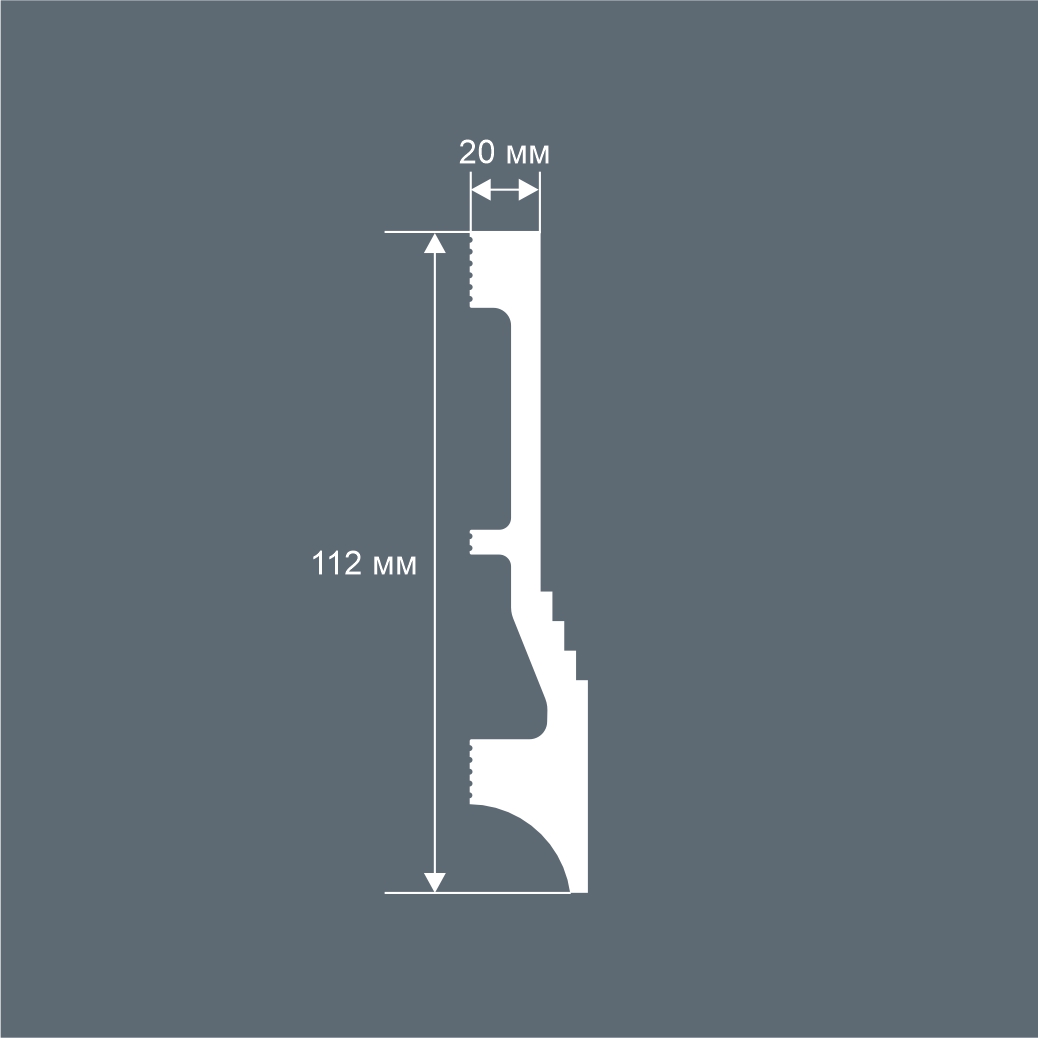 Плинтус под покраску Cosca Decor Экополимер PX047 2000×112×20