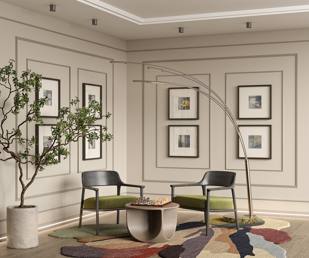 Плинтус под покраску с подсветкой Cosca Decor Экополимер PX059 2000×80×12 фото в интерьере Плинтус под покраску с подсветкой Cosca Decor Экополимер PX059 2000×80×12 фото в интерьере