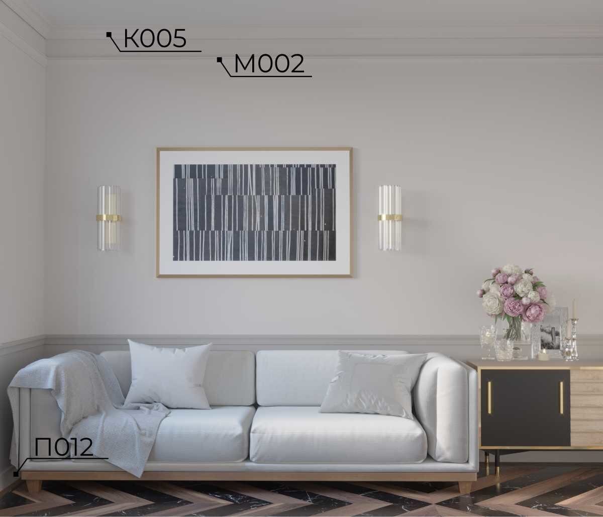 Молдинг под покраску Cosca Decor MX002 2000×40×17 фото в интерьере