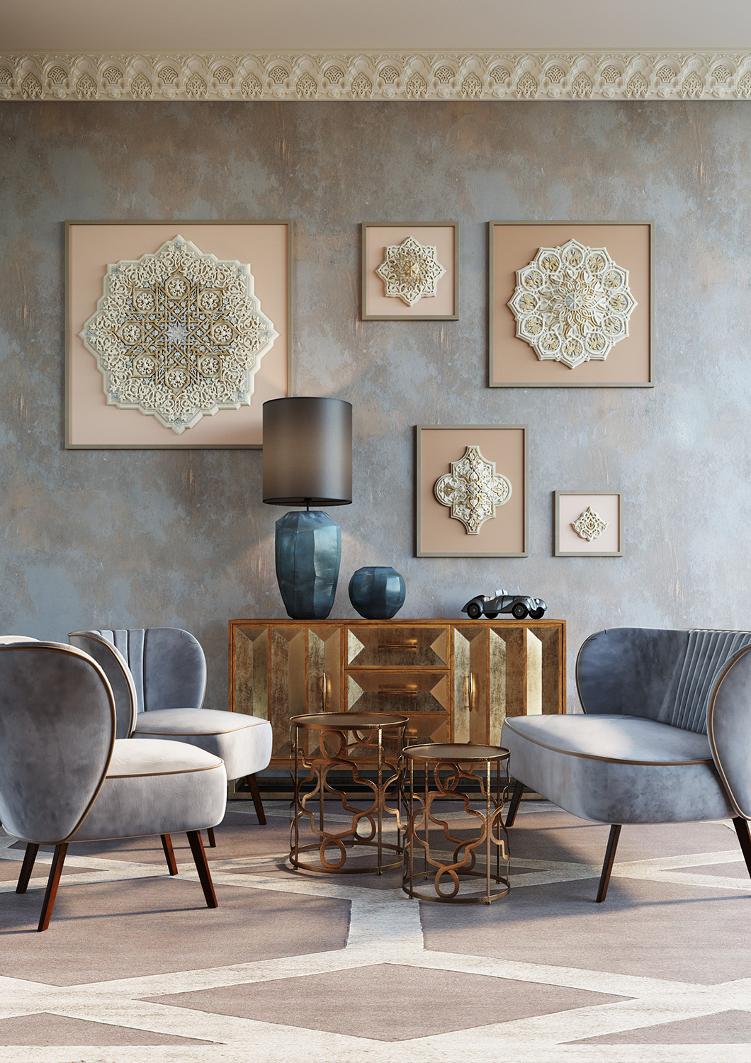 Стеновая панель под покраску Европласт 1.59.501 349×399×52 фото в интерьере