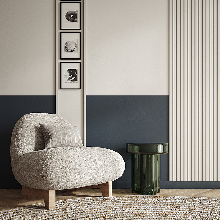 Стеновая панель под покраску Европласт Прямоугольный меандр U.6.59.106 2000×252×10 фото в интерьере