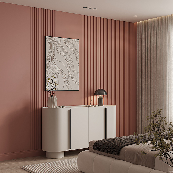 Стеновая панель под покраску Европласт Прямоугольный меандр U.6.59.106 2000×252×10 фото в интерьере