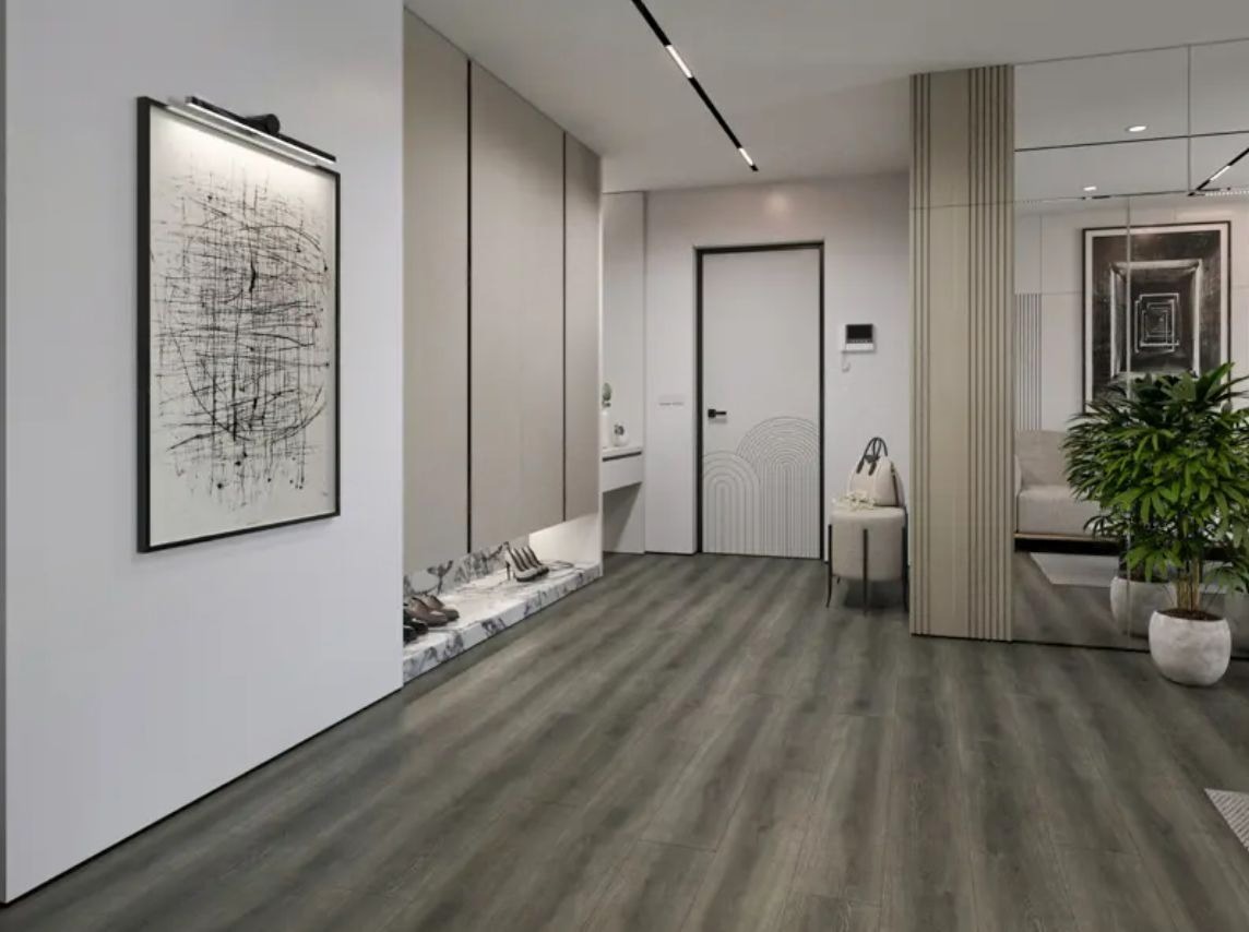 Кварцвиниловый SPC ламинат Norland NeoWood Glomma 2001-1 1220×196×8 фото в интерьере