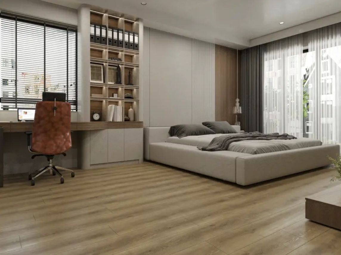 Кварцвиниловый SPC ламинат Norland NeoWood Altaelva 2001-3 1220×196×8 фото в интерьере