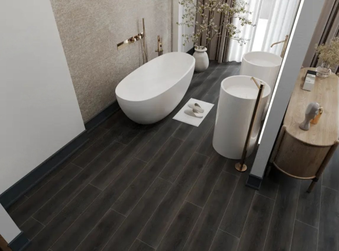 Кварцвиниловый SPC ламинат Norland NeoWood Rondane 2001-5 1220×196×8 фото в интерьере