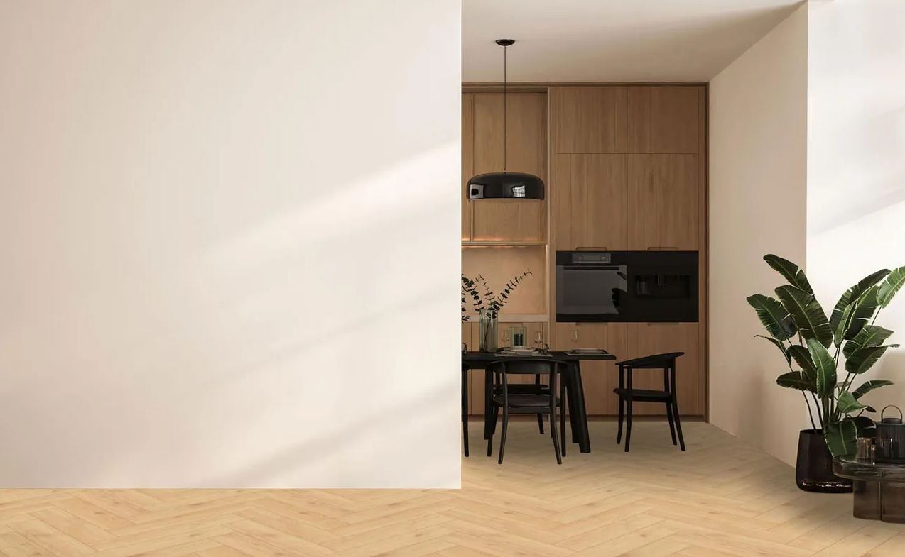 Ламинат My Step Herringbone Manor+ Дуб Канкун венгерская елка MS3310 643×131×10 фото в интерьере