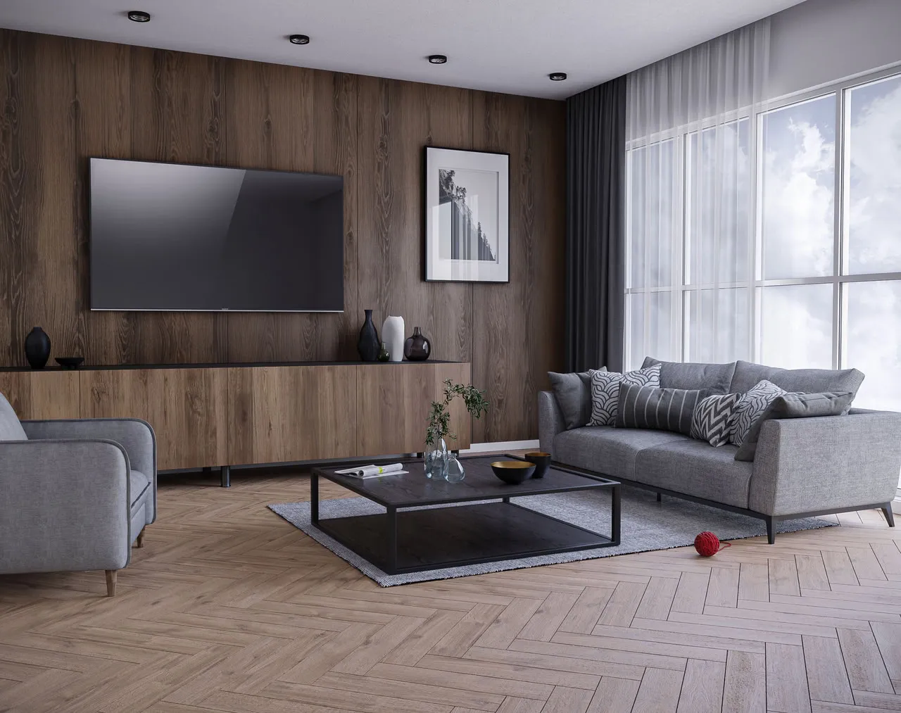 Ламинат My Step Herringbone Manor+ Дуб Гавана венгерская елка MS3410 643×131×10 фото в интерьере