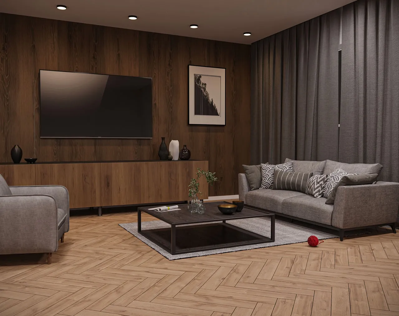 Ламинат My Step Herringbone Manor+ Дуб Гавана венгерская елка MS3410 643×131×10 фото в интерьере