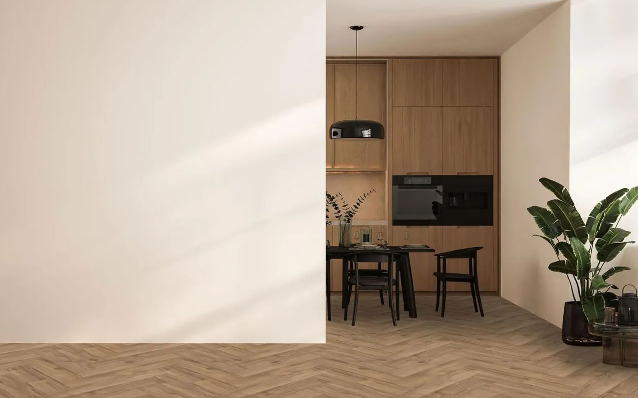 Ламинат My Step Herringbone Manor+ Дуб Гавана венгерская елка MS3410 643×131×10 фото в интерьере