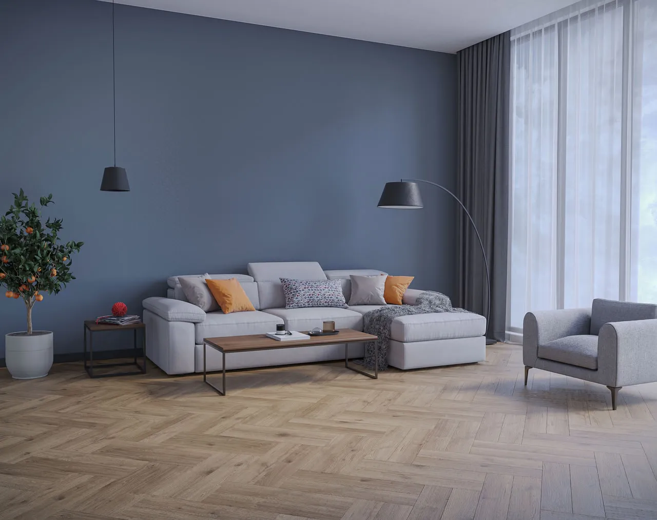 Ламинат My Step Herringbone Manor+ Дуб Сурин венгерская елка MS3510 643×131×10 фото в интерьере