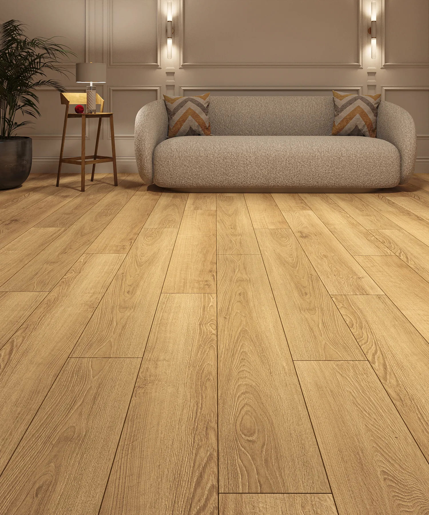 Ламинат My Step Mega 12 Дуб Лион MS2812 1285×192×12 фото в интерьере