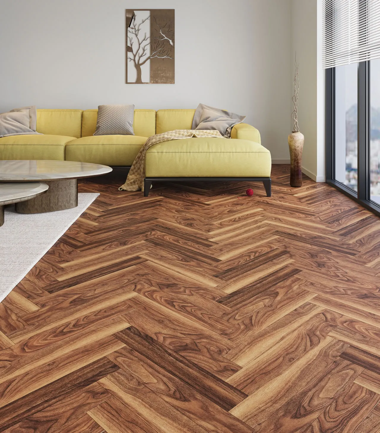 Ламинат My Step Herringbone Szelid MS3512 венгерская елка 600×100×12 фото в интерьере