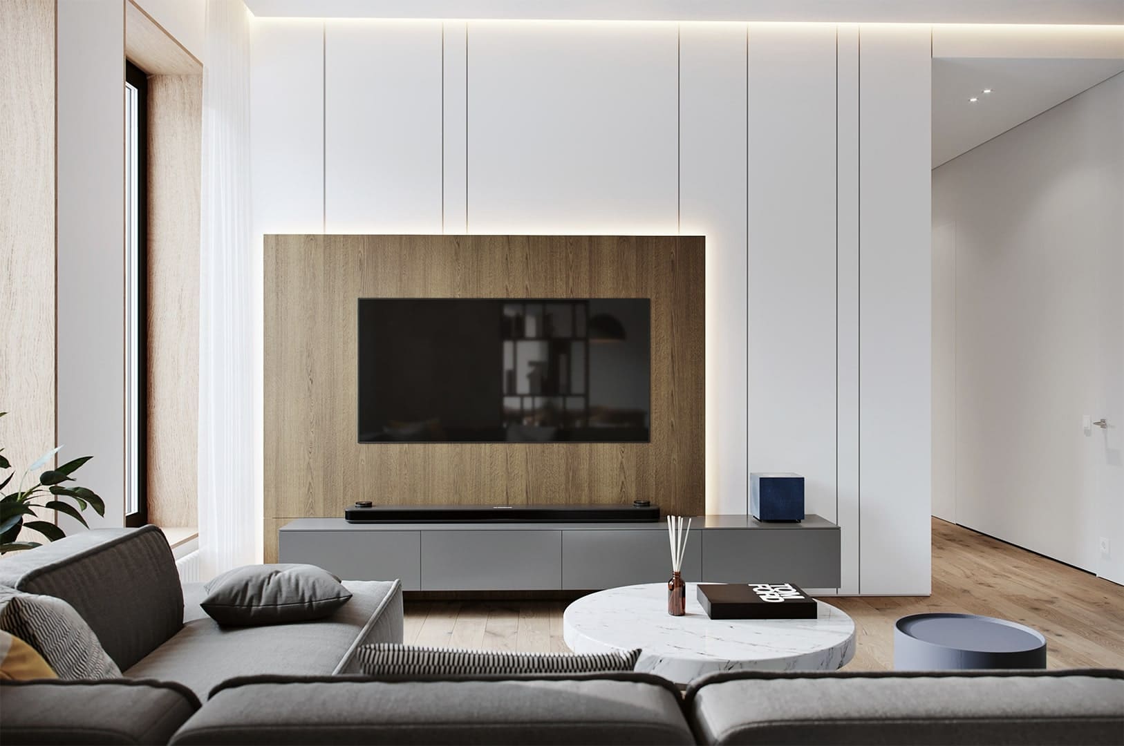 Профиль алюминиевый теневой разделительный Decaro D008A Black черный 3000×10×10 фото в интерьере