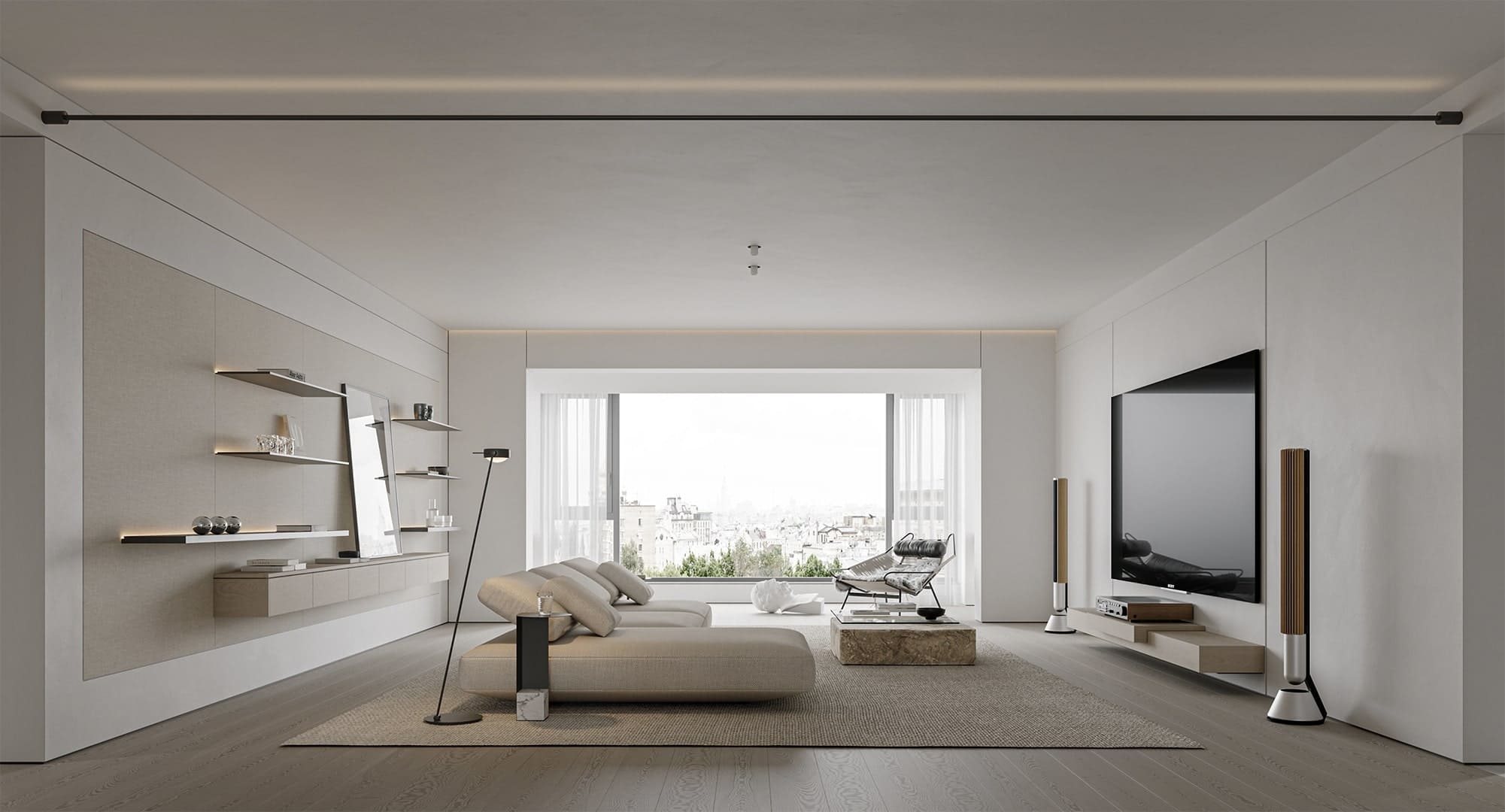 Профиль алюминиевый теневой разделительный Decaro D008A Black черный 3000×10×10 фото в интерьере