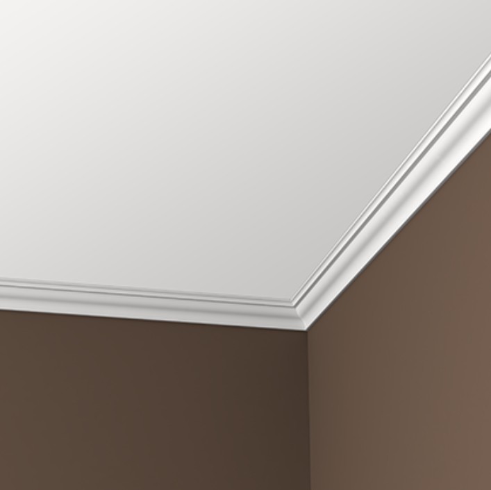 Потолочный плинтус под покраску Европласт 1.50.150 2000×40×41 фото в интерьере