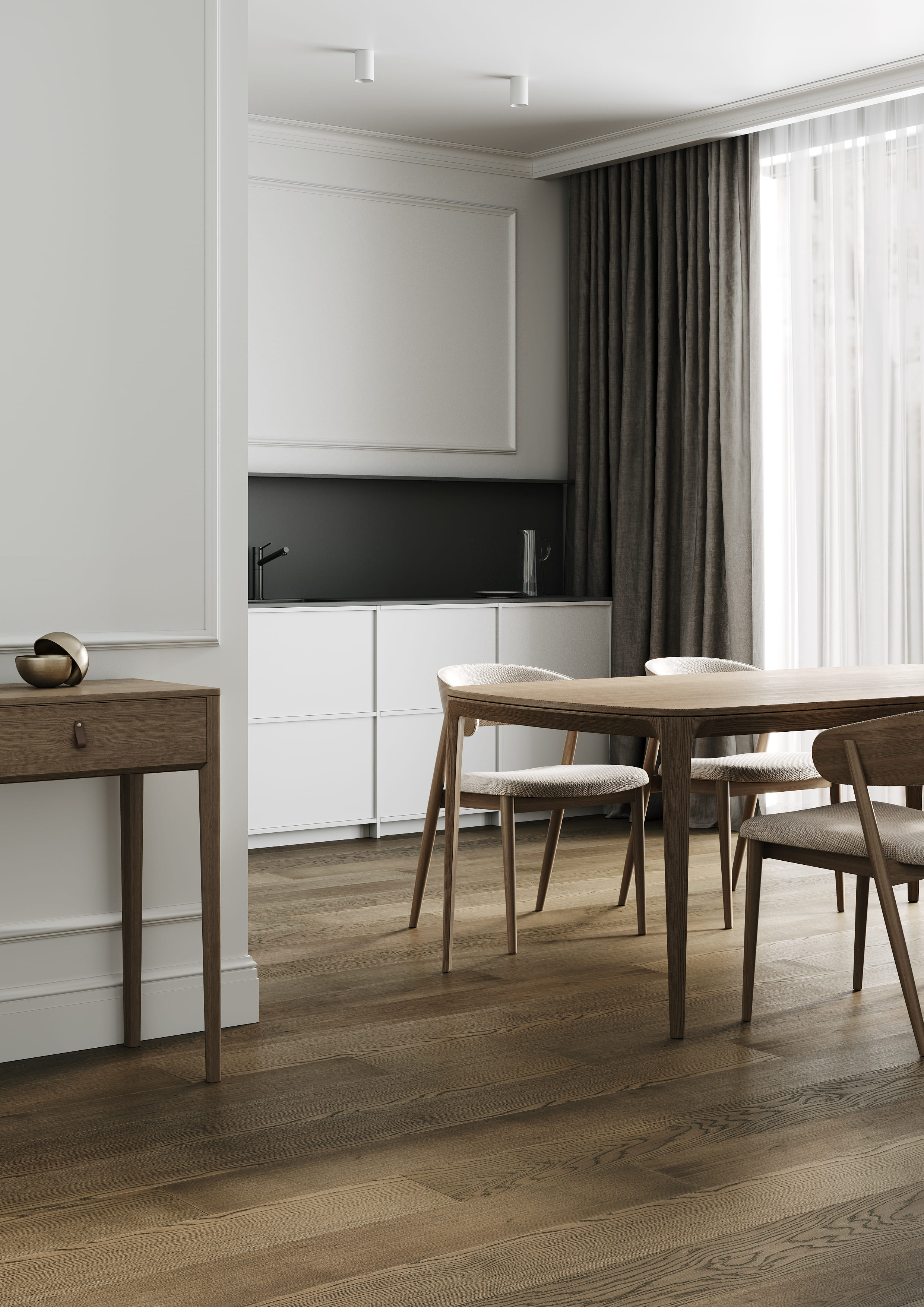 Композитная паркетная доска Quartz Parquet Престиж Дуб Амбарный 1258-04 ABCD 700-1900×190×7 фото в интерьере