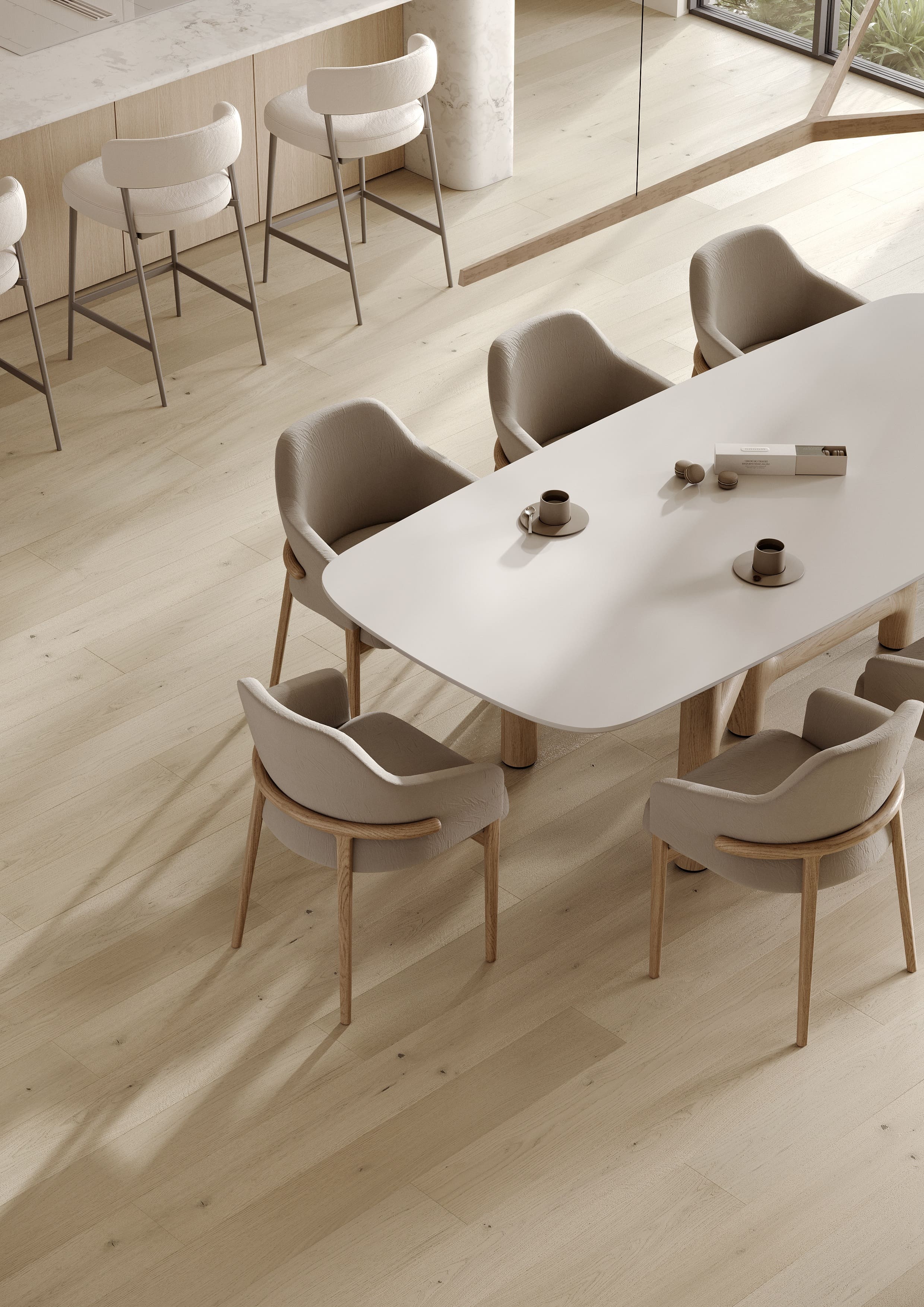 Композитная паркетная доска Quartz Parquet Престиж Дуб Маскарпоне 1258-06 ABCD 700-1900×190×7 фото в интерьере