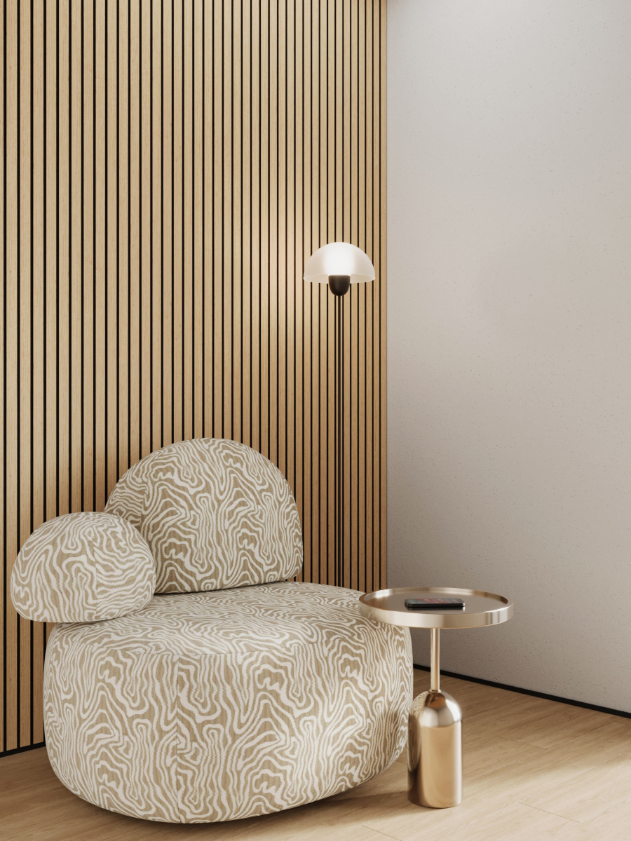 МДФ стеновая панель акустическая Ликорн Дуб Светлый черный войлок 2800×300×9