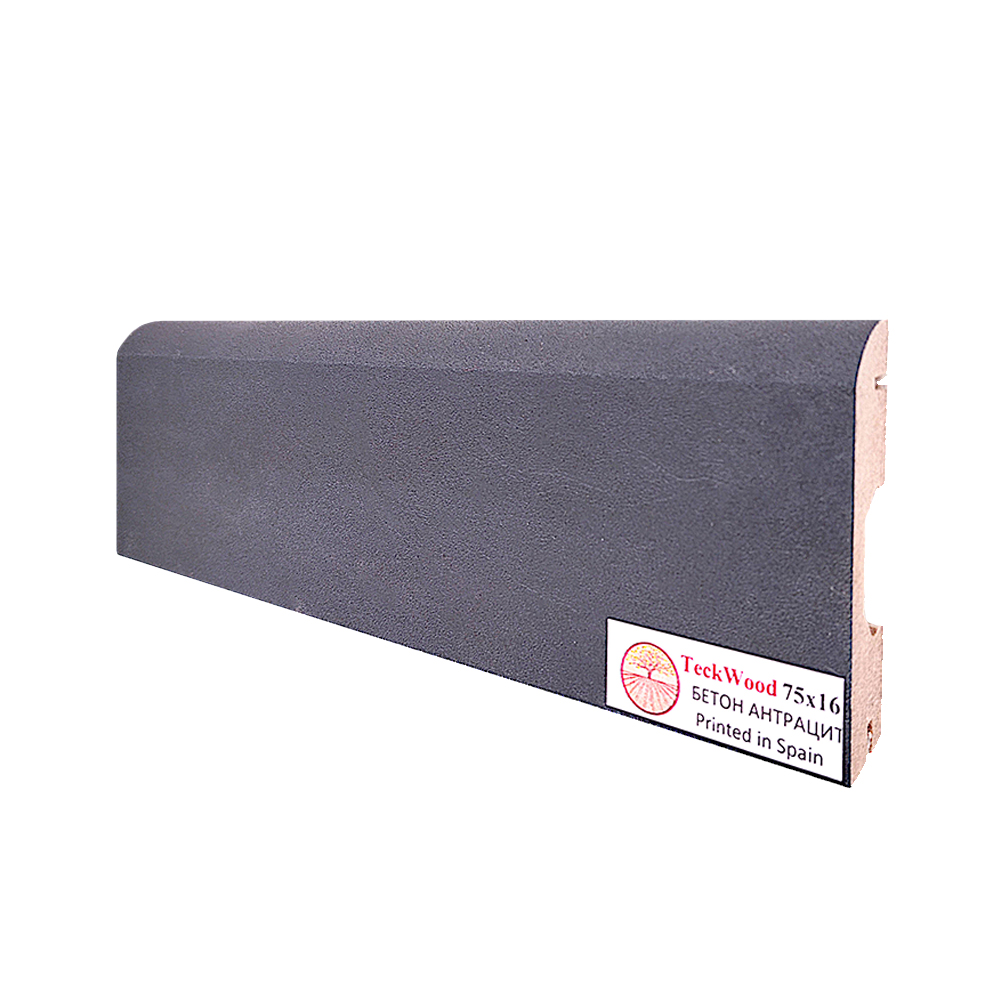 Плинтус МДФ ламинированный TeckWood Бетон Антрацит 2150×75×16